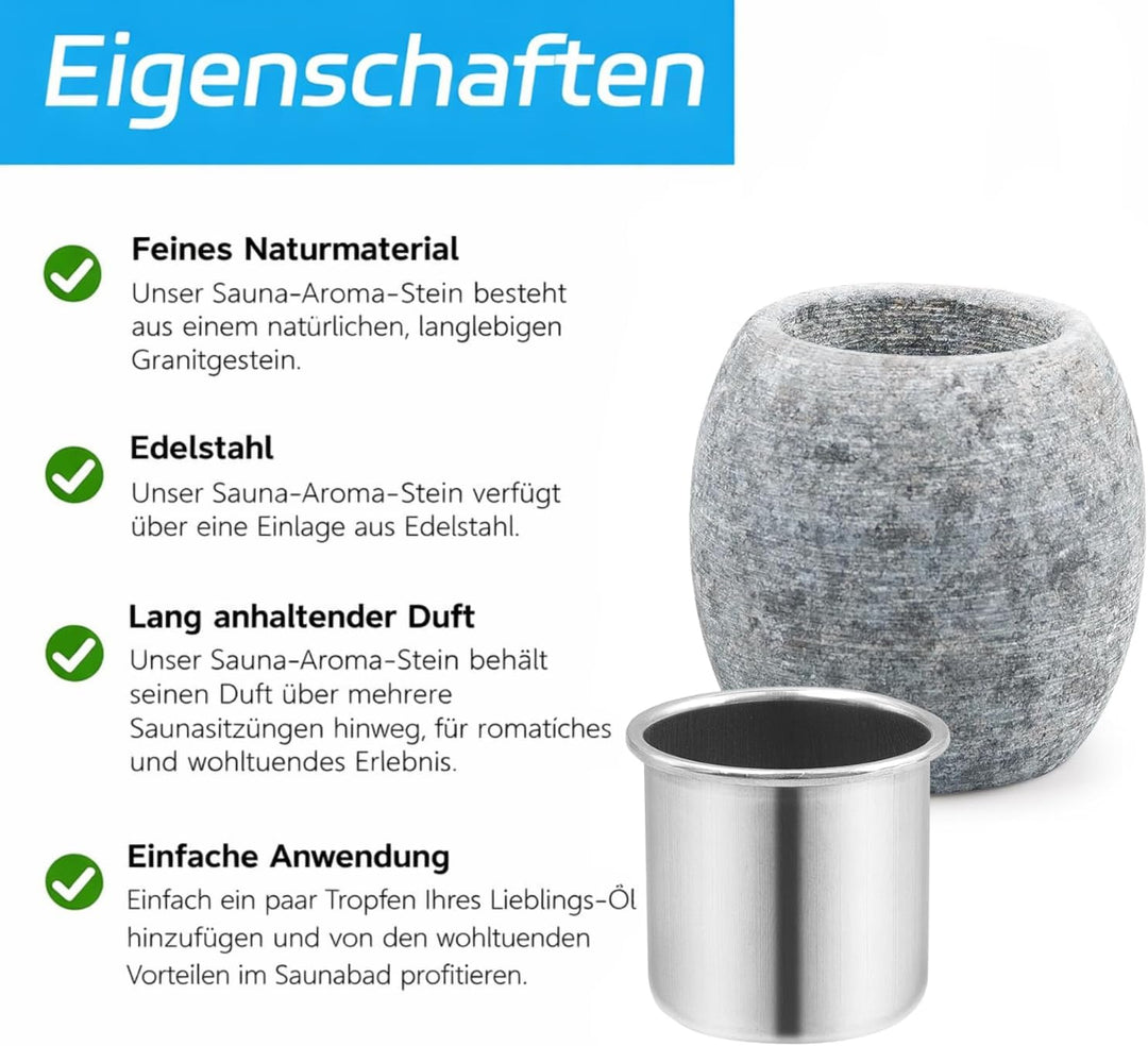 2 Stück Verdampferschale für die Sauna, 6,4 × 5,6 × 5,6 cm, Aromatherapie Stein Zubehör mit Edelstah
