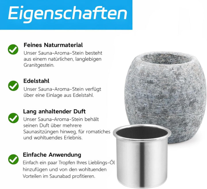 2 Stück Verdampferschale für die Sauna, 6,4 × 5,6 × 5,6 cm, Aromatherapie Stein Zubehör mit Edelstah