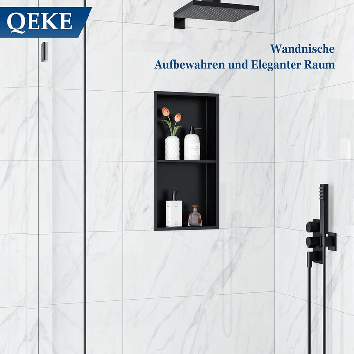 Qeke Wandnische aus 304 Edelstahl, Duschnische mit Rahmen, Unterputz-Nishce für Badezimmeraufbewahre