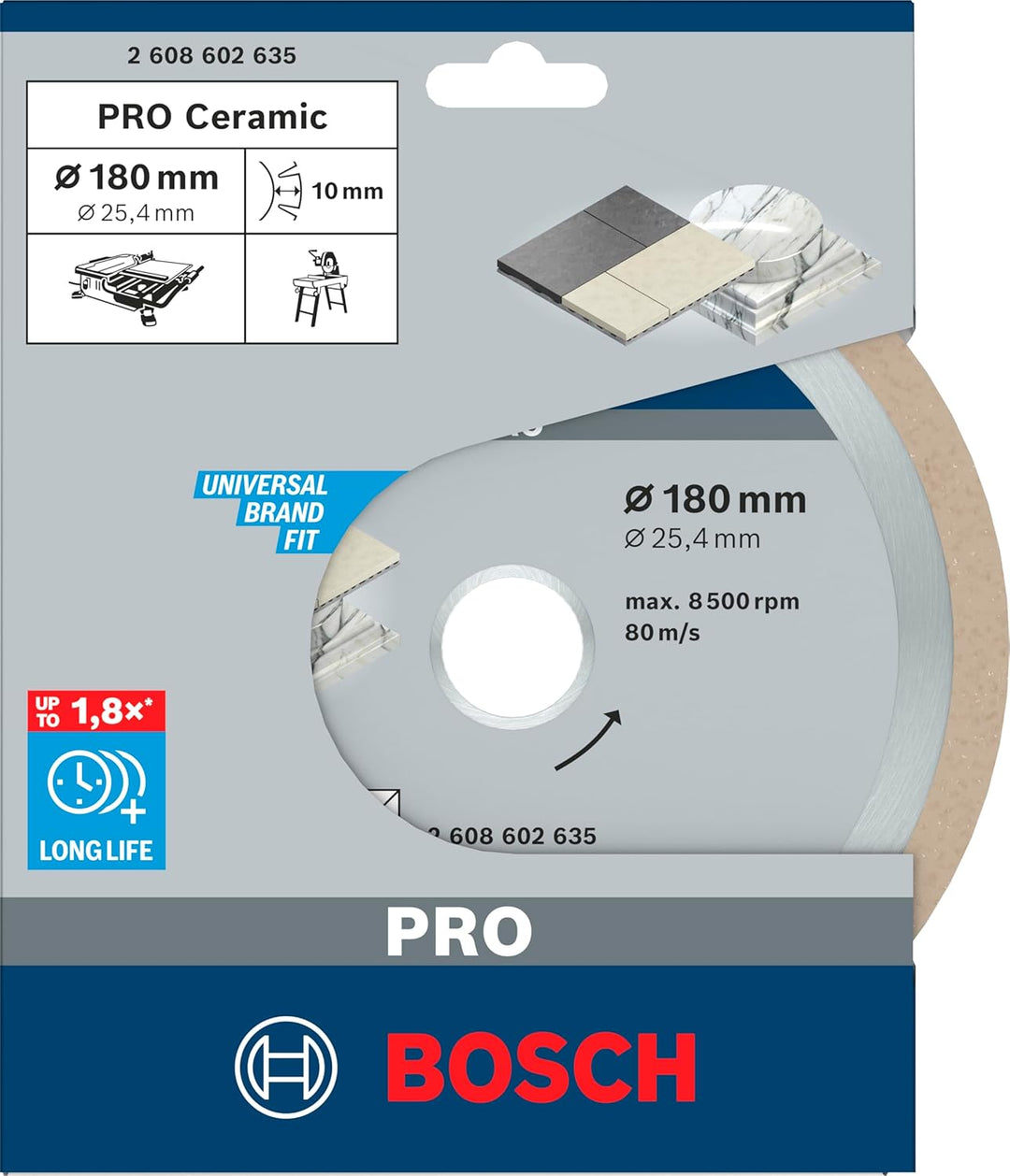 Bosch Accessories Bosch Professional Diamanttrennscheibe Best für Ceramic, 180 x 25,40 x 2,2 x 10 mm