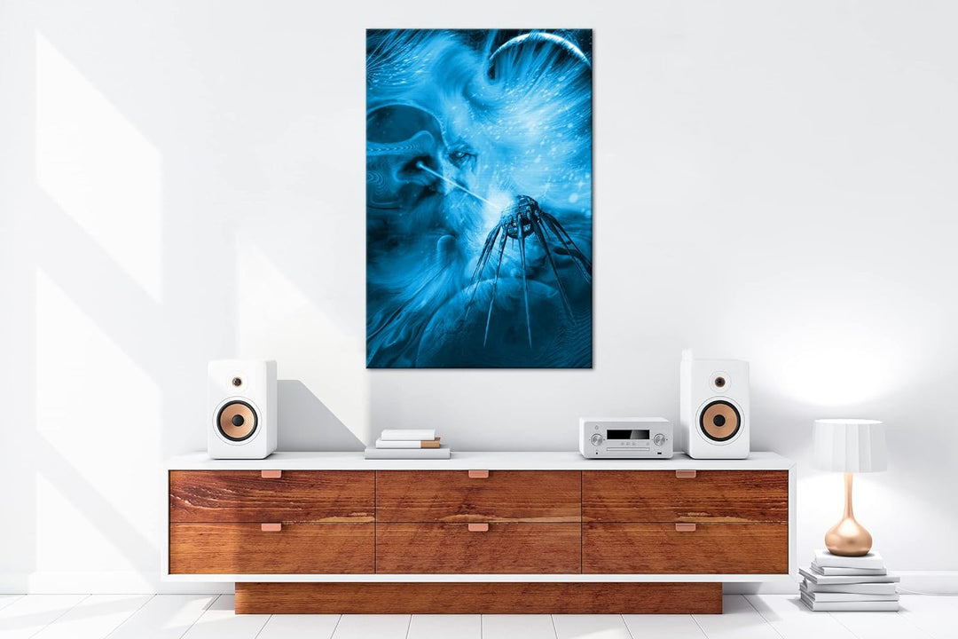 deyoli Abstraktes Raumschiff Zeichnung Format 80x60 Effekt: Monocrome Blau als Leinwandbild, Motiv f