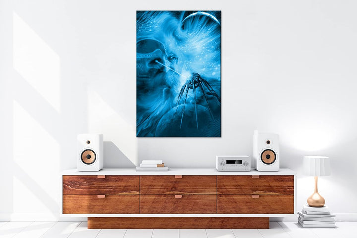 deyoli Abstraktes Raumschiff Zeichnung Format 80x60 Effekt: Monocrome Blau als Leinwandbild, Motiv f