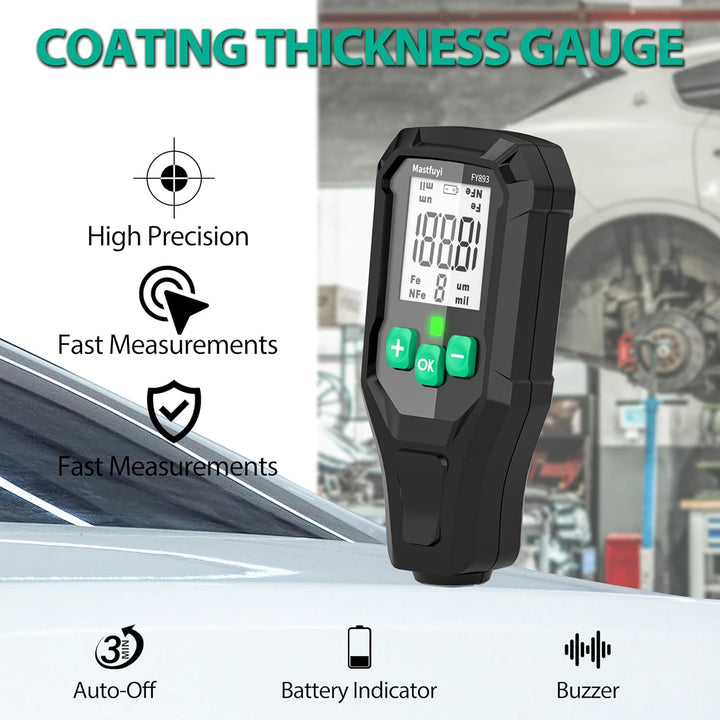 Lackschichtdickenmessgerät, Lackdickenmessgerät, Digital Car Coating Depth Gauge Tester mit Resol 0.
