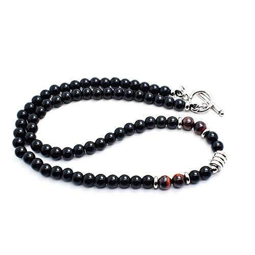 Handgemachte Herren Tigerauge Onyx Perlenkette Kette Natürliche Edelsteine Heilung Kristallschmuck (