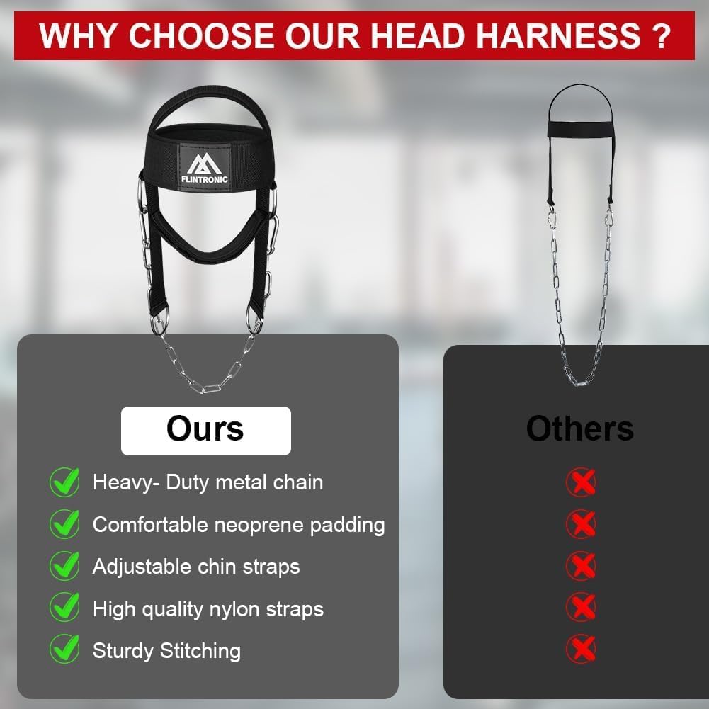 Flintronic Nackentrainer, Gewichtheben Kette Geschirr, Neck Harness für Kraftsport Nackenstrecker fü