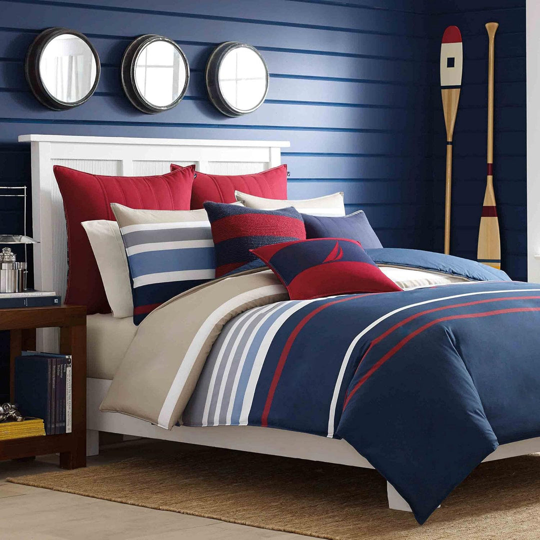 Nautica Home Bradford Bettwäsche Set Baumwolle Satin 100% Bettbezug mit Reissverschluss 155X220+80X8