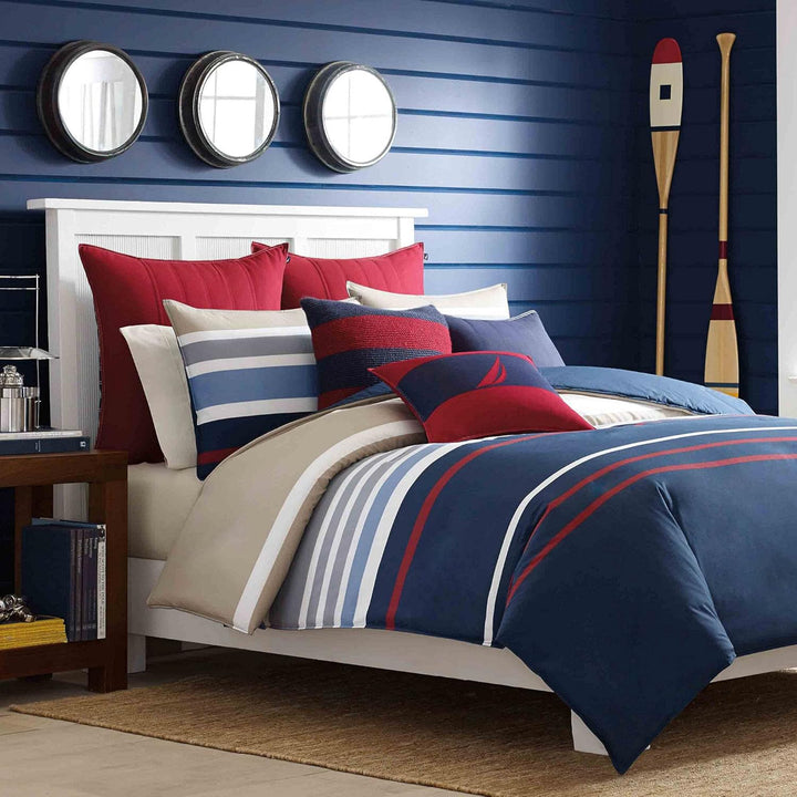 Nautica Home Bradford Bettwäsche Set Baumwolle Satin 100% Bettbezug mit Reissverschluss 155X220+80X8