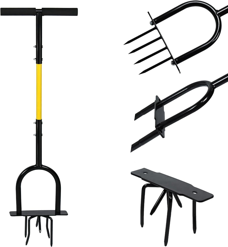 XMTECH 3 in 1 Gartengeräte mit Stiel, Rasenbelüfter Rasenlüfter, Gartenkralle Twist, Manuelle Bodenk