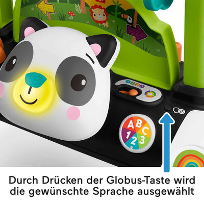 Fisher-Price HJY73 - 2-Seiten Panda-Lauflernwagen, mitwachsendes interaktives Spiel-Center mit über