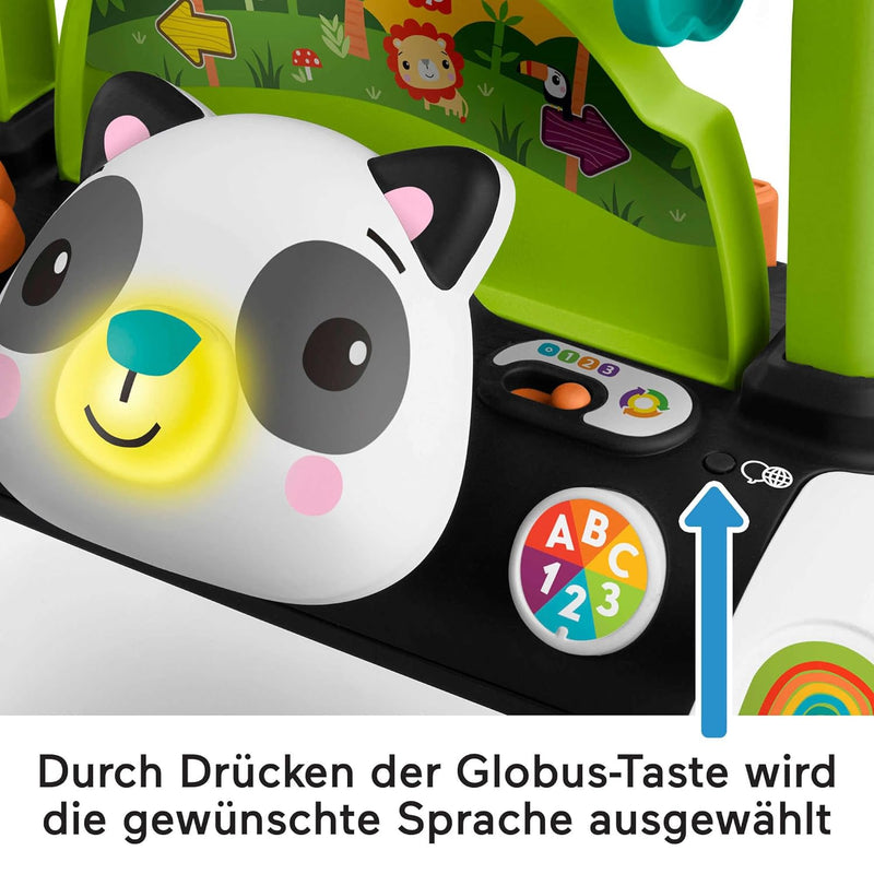 Fisher-Price HJY73 - 2-Seiten Panda-Lauflernwagen, mitwachsendes interaktives Spiel-Center mit über