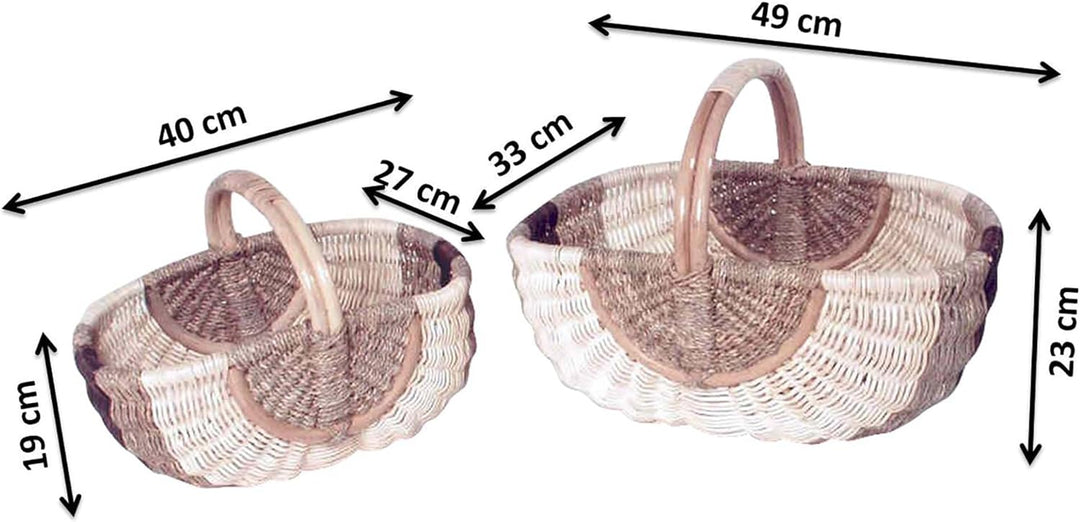 Kobolo Rattankorb Einkaufskorb geflochten Set - zwei Grössen - Natur Braun