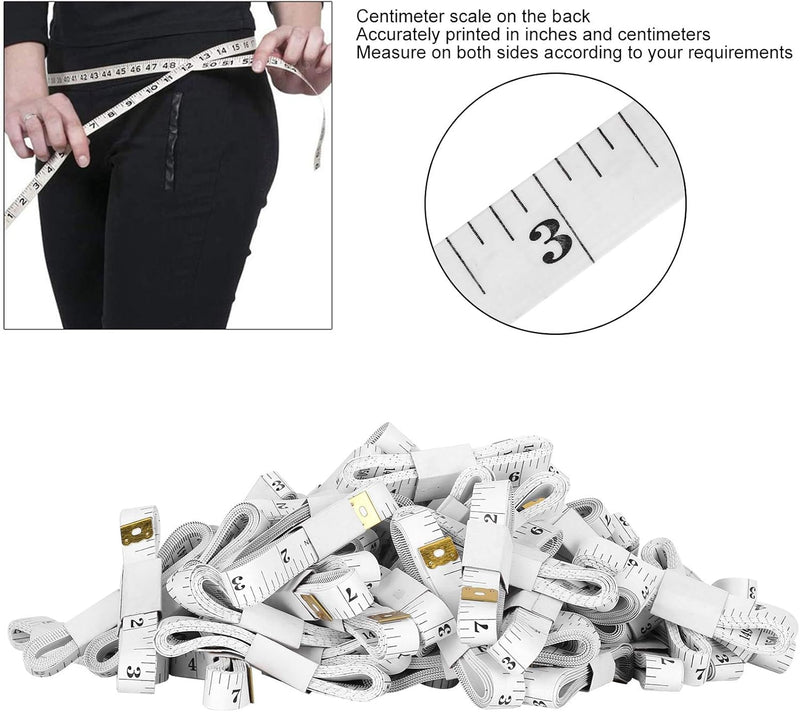 100Pcs Massband Massband Weichbandmass Nähen Schneider Tuch Lineal mit Doppelwaage für Körpergewebe