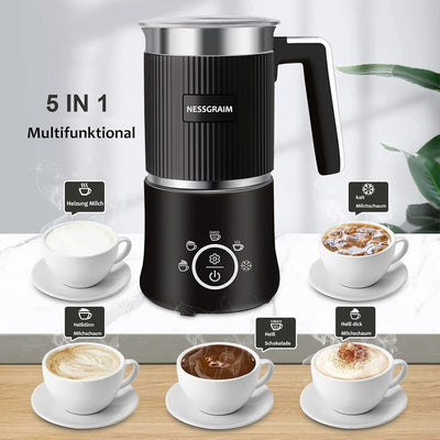 Milchaufschäumer Elektrisch Induktion 5-in-1, Milchschäumer Spülmaschinenfest mit Kakao Funktion für