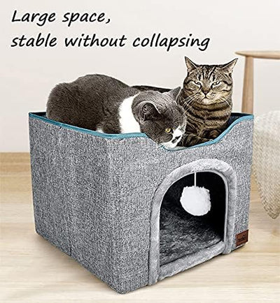 YUDOXN Faltbares Haus für Katzen mit Terrasse, zusammenklappbar, Höhle für Katzen und kleine Hunde,