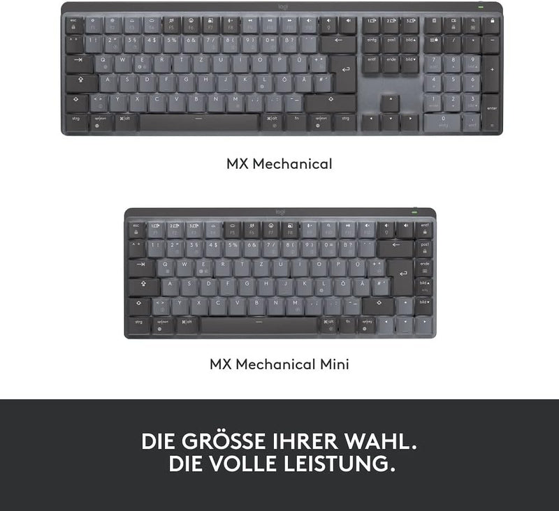 Logitech MX Mechanische kabellose beleuchtete Performance-Tastatur, Taktile leise Tasten, Hintergrun