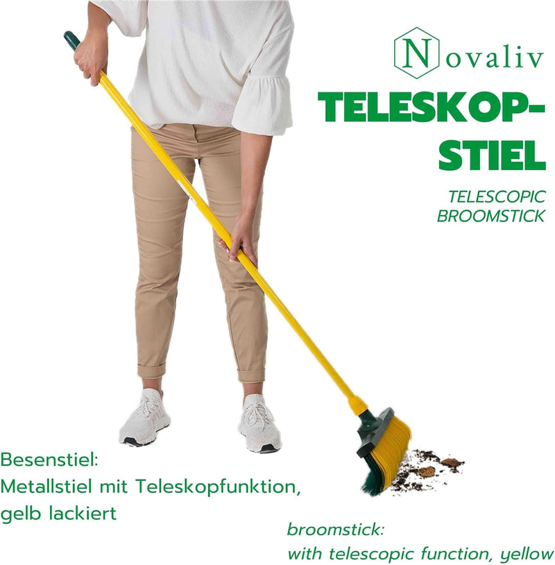Novaliv 3 Stück Teleskop Besenstiel mit Gewinde 80-130 cm Gelb Grün Metallstiel für Besen deutsches