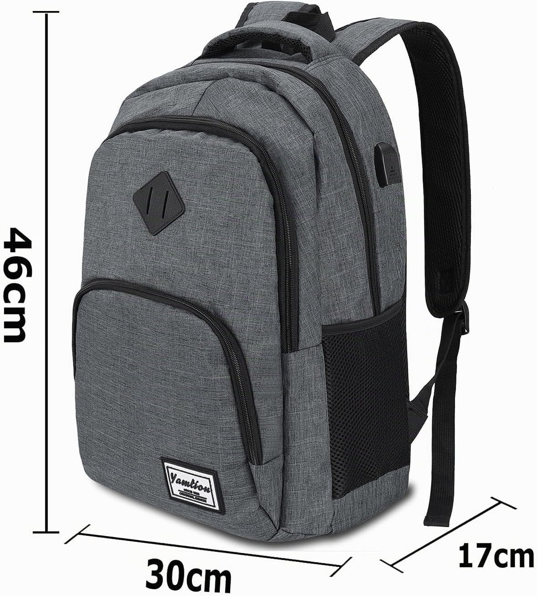 YAMTION Laptop Rucksack,Rucksack Herren mit USB-Ladeanschluss Schulrucksack Jungen Teenager mit 15,6