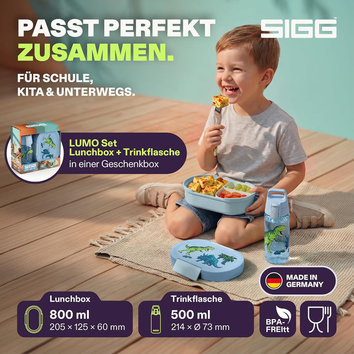 Sigg - Lumo Kinder Lunchbox Set 2 - Brotdose Kinder mit Fächern - Mikrowellen- &amp; Spülmaschinengeeign