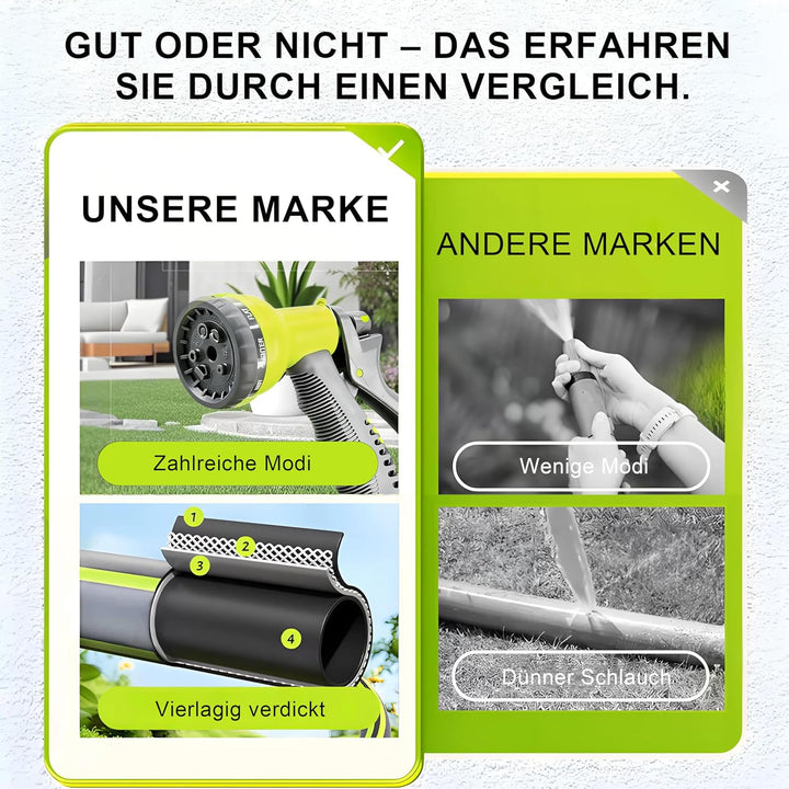 SAEIV Schlauchtrommel 12m Handbetrieb, Wandmontage Gartenschlauchaufroller mit Handbrause, Flexibler