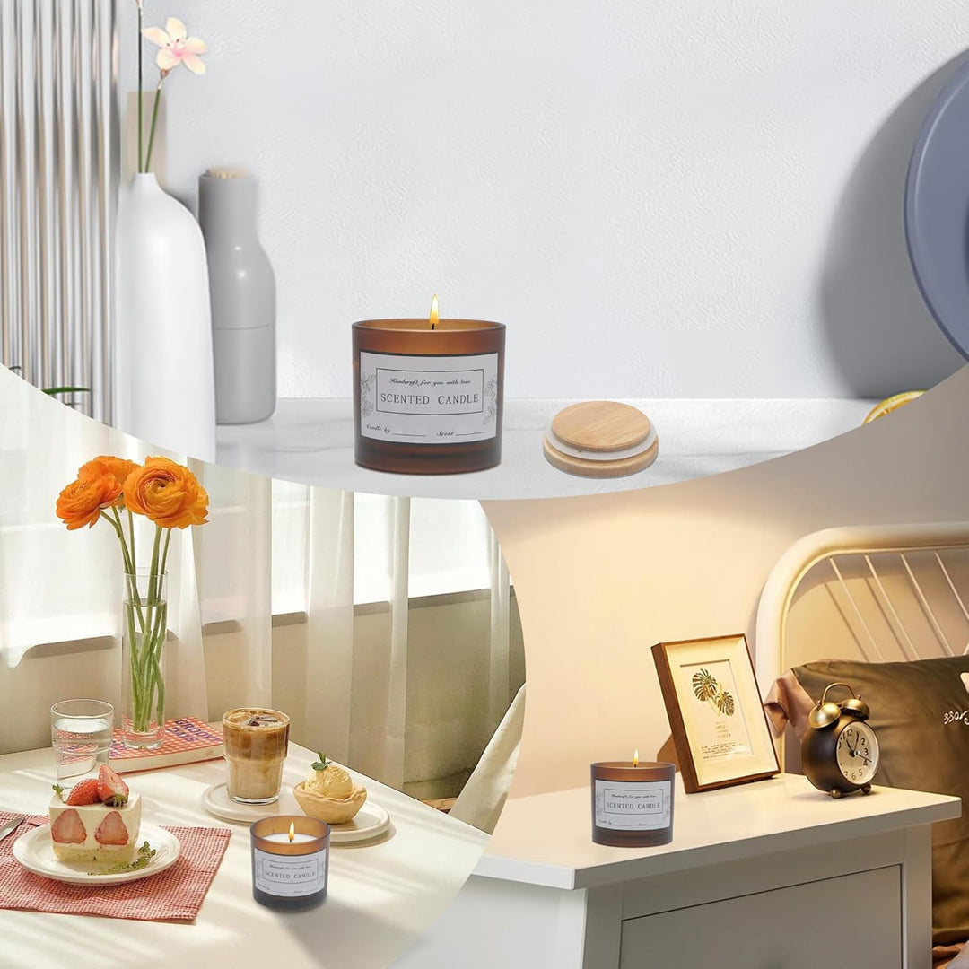 MILIVIXAY 20 Stück 118 ml Milchglas-Bernstein-Kerzengläser mit Deckeln und Kerzenherstellungs-Kits –
