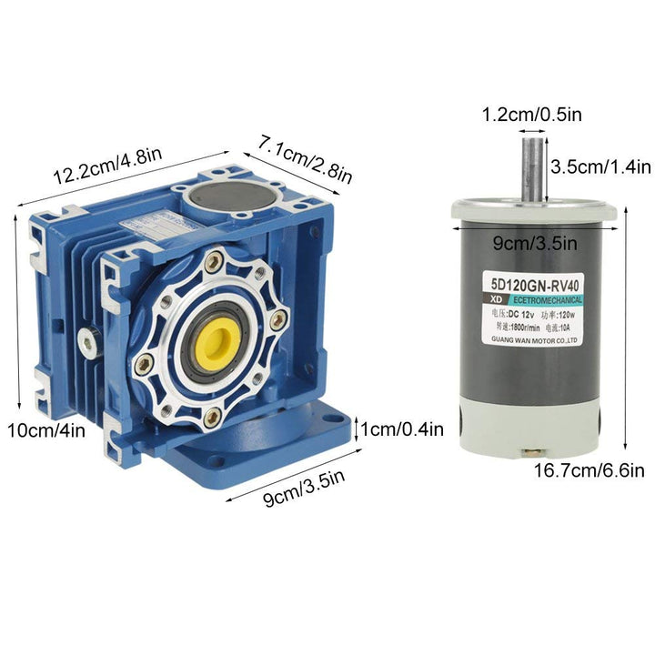 Walfront DC 120W 5D120GN-RV40 Schneckengetriebe Motor mit Selbstverriegelung Drehzahl einstellbar CW