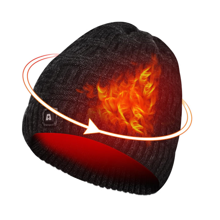 ARRIS Beheizte Mütze, elektrisch, beheizt, Beanie-Kopfwärmer, mit 7,4 V wiederaufladbarem Akku, für
