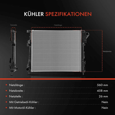 Frankberg Kühler Wasserkühler Motorkühler Schalt-/optional Automatikgetriebe Kompatibel mit Primasta