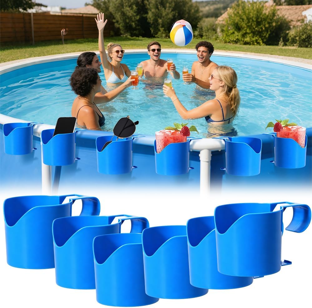 6 Stück Getränkehalter Pool, Pool Getränkehalter Poolrand aus Kunststoff, Getränke Halter-Pool für S