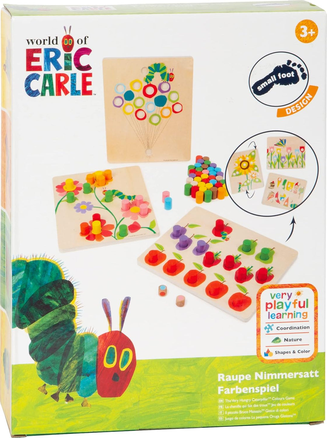 small foot Farbenspiel "Raupe Nimmersatt" aus Holz, Lernspielzeug zum Sortieren und Farben lernen, a