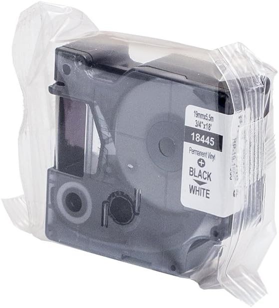 5x Dymo 18445 Rhino Vinyl Industrie Etiketten, wei selbstklebend 19mm X 5,5m Rolle, schwarz Druck au