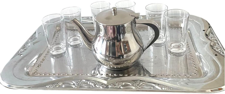 Traditionelle marokkanische Teekanne aus Edelstahl | Deckel & Griff Orientalischer Stil | Authentic