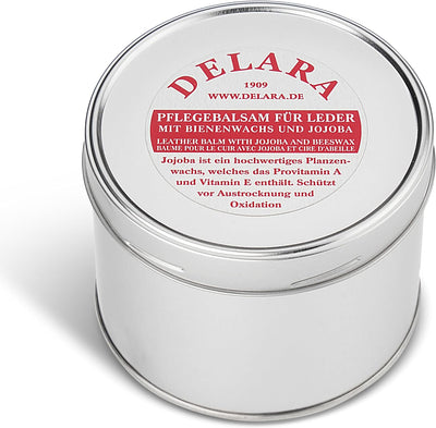 DELARA Pflegebalsam für Leder mit Jojoba und Bienenwachs, 500 ml - Made in Germany Braun, Braun