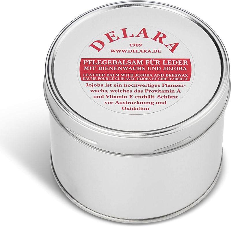 DELARA Pflegebalsam für Leder mit Jojoba und Bienenwachs, 500 ml - Made in Germany Braun, Braun