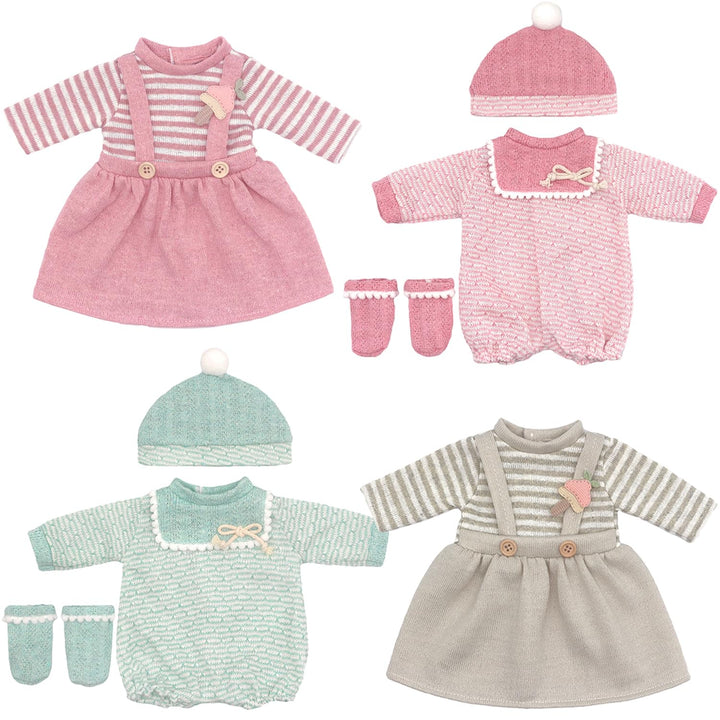 4 Komplette Outfits Puppenkleidung Puppen Set für 35-45 cm und 14-18 Zoll Puppen Enthält Strampler,