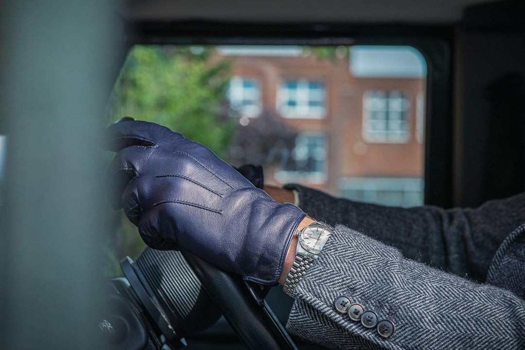 EEM Herren Lederhandschuhe, weiches italienisches Leder, Touchfunktion, Fleecefutter L Schwarz, L Sc