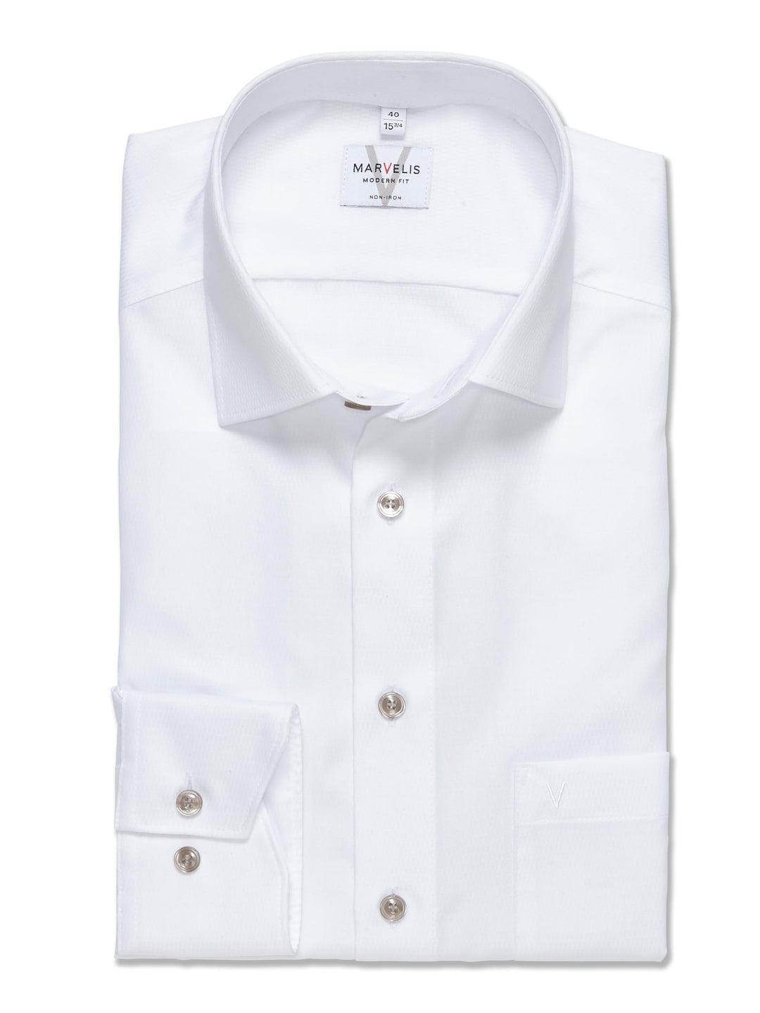 Marvelis Herren Businesshemd Langarm 720814,Einfarbig,Modern Fit,New Kent 44 Weiss 00, 44 Weiss 00