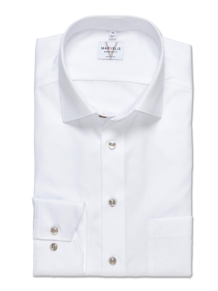 Marvelis Herren Businesshemd Langarm 720814,Einfarbig,Modern Fit,New Kent 39 Weiss 00, 39 Weiss 00