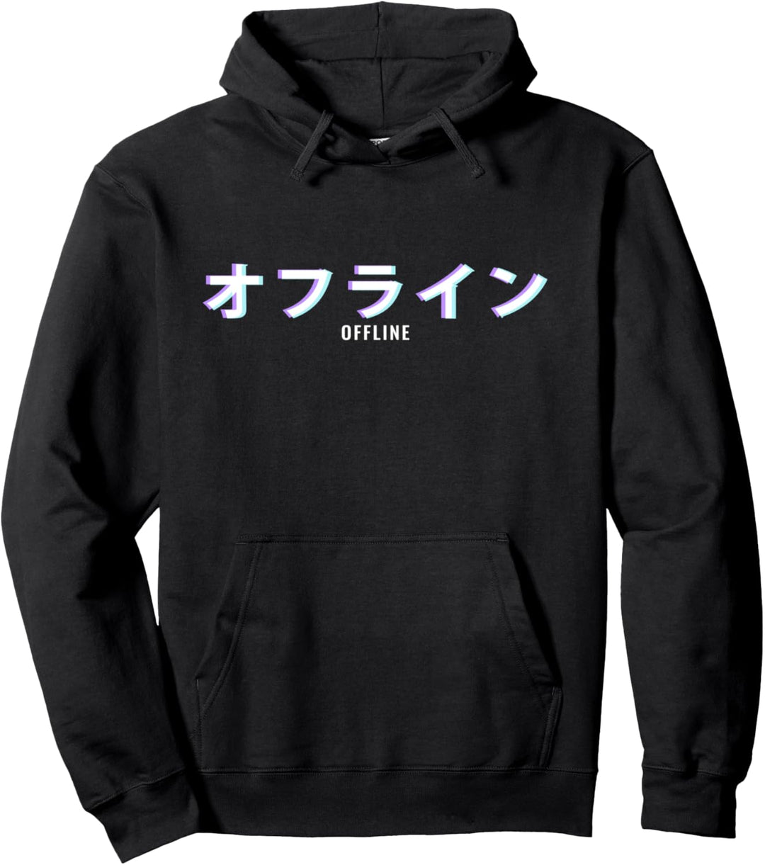Offline Japanese Text Aesthetic Vaporwave Pullover Hoodie