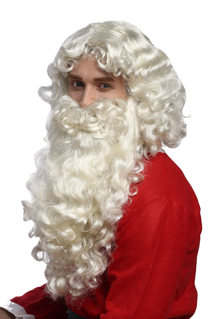 WIG ME UP - 46-A+B-ZA613 Perücke und Bart Set Deluxe Weihnachtsmann Santa Claus Nikolaus Ruprecht Go
