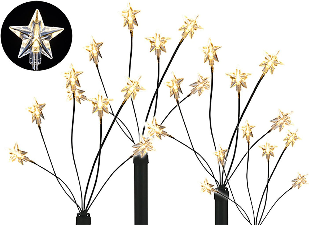 Mojawo LED - Gartenleuchtstäbe 'Stern' 4er Set 6 Lichter per Stab, inkl. Erdspiesse