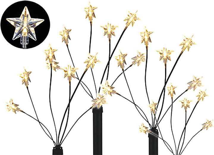 Mojawo LED - Gartenleuchtstäbe 'Stern' 4er Set 6 Lichter per Stab, inkl. Erdspiesse