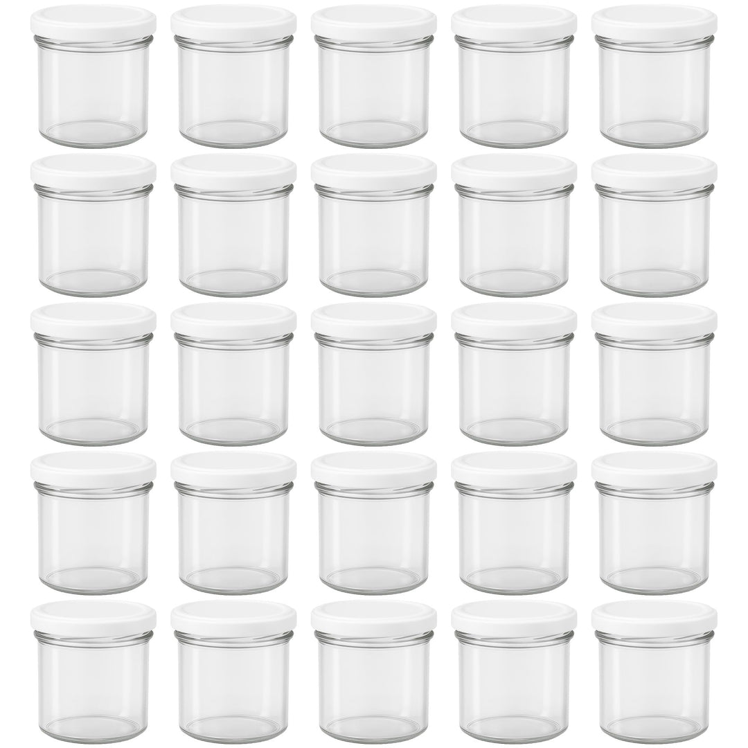 Vitrea 25x Marmeladengläser 125 ml - mit Deckel Weiss TO 66 - Einmachgläser zum befüllen mit Schraub