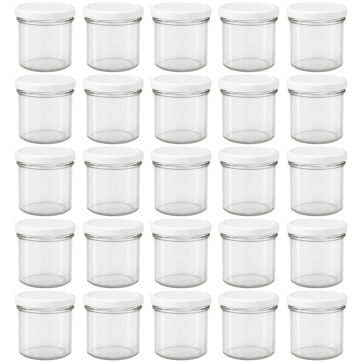 Vitrea 25x Marmeladengläser 125 ml - mit Deckel Weiss TO 66 - Einmachgläser zum befüllen mit Schraub