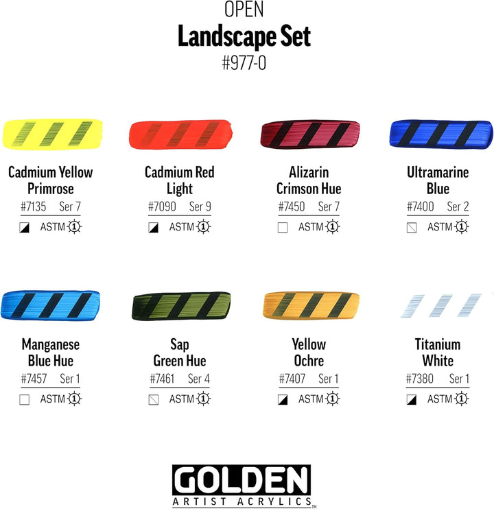 Golden Artist Colors, Offenes langsam trocknendes Acryl, 7-farbiges Querformat-Set mehrfarbig, mehrf