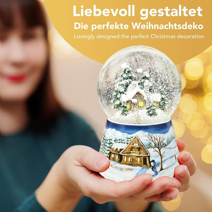 Schneekugel Musik Weihnachten | Kutschfahrt | | B: 10 cm H: 14 cm | 20325 (Mittelblau Winterlandscha