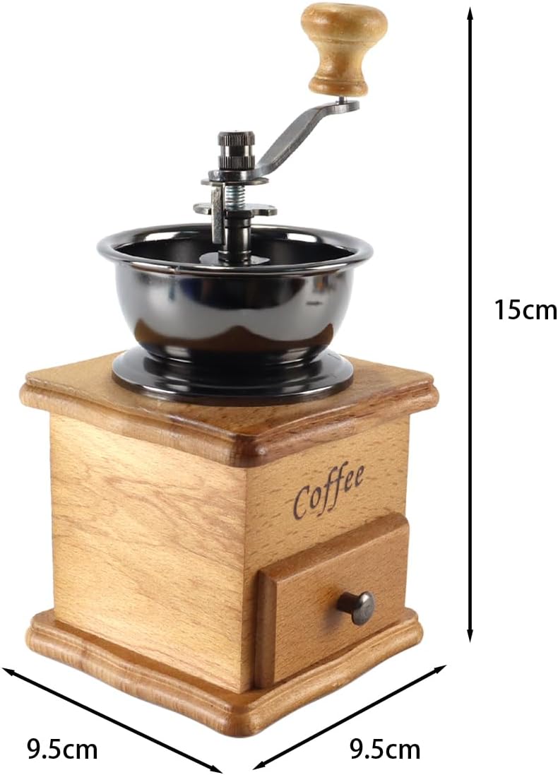 Manuelle Kaffeemühle, Kaffeemühle, Kaffeebohnenmühle, Vintage-Holz-Kaffeemühle mit einstellbarer Zah