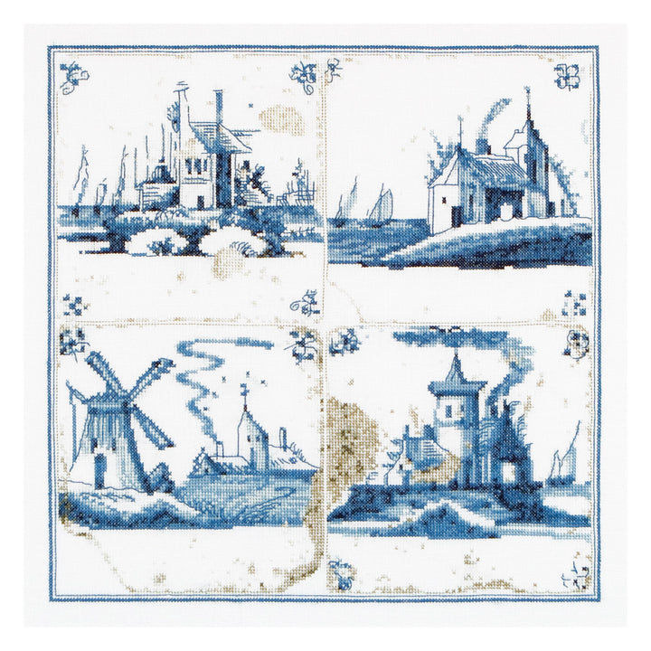 Thea Gouverneur - Kreuzstich-Set - Antike Flieen. Dörfer - Leinen - 36 Count - Für Erwachsene - 484