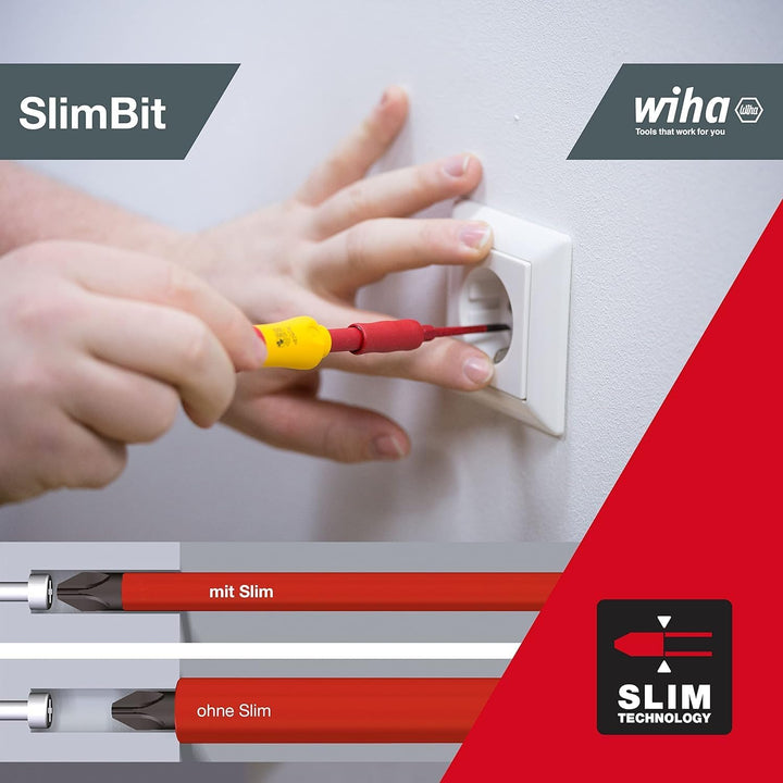 Wiha Schraubendreher und Bit Set slimVario (41232) 10 tlg. in Falttasche | VDE Elektriker | inklusiv