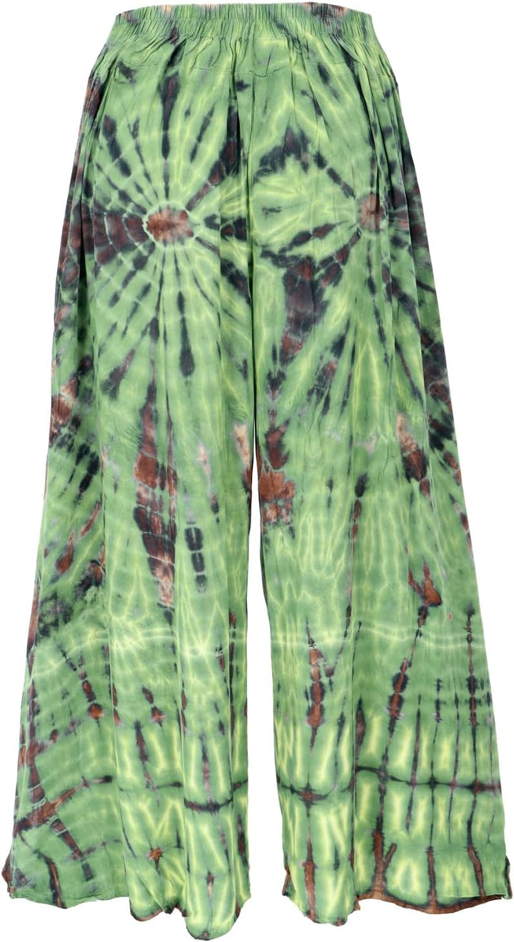 GURU SHOP Batik Hosenrock, Weite Sommerhose, Damen, Rot, Baumwolle, Size:38 38 Grün, 38 Grün