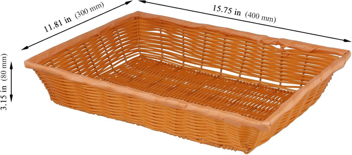 5 Stück Gross Brotkorb Geflochten, 40x30x8cm Rechteckig Brotkörbchen Kunststoff Brot Aufbewahrungsko